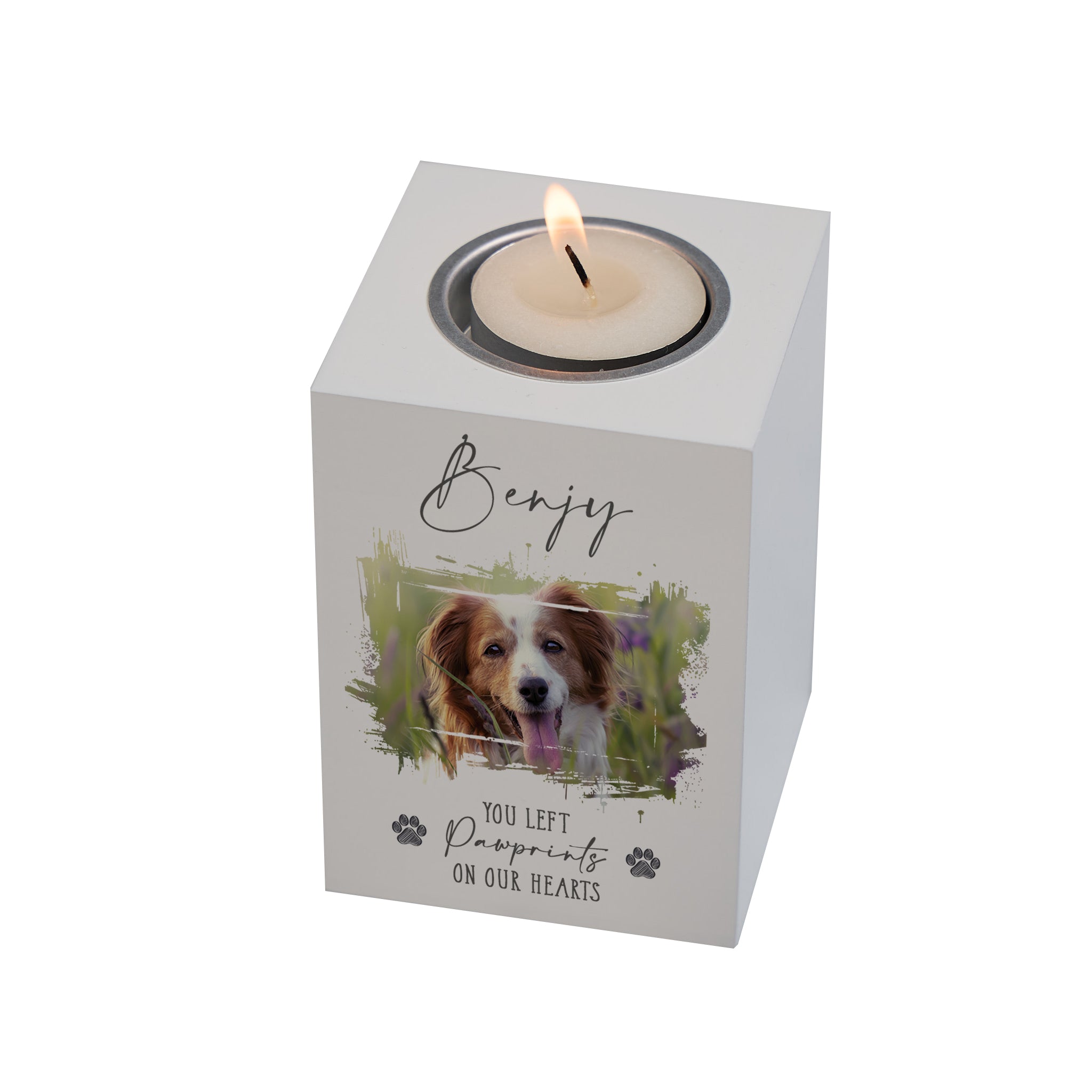 Personalised Remembrance Pet Memorial Photo Candle Tealight Holder