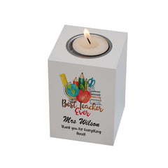 Personalised Best Teacher Gift Tea Light Candle Holder