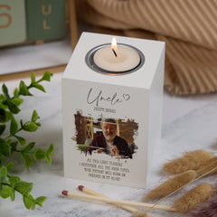 Memorial Uncle Tea Light Holder Bereavement Sympathy Gift With Photo