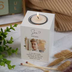 Memorial Son Tea Light Holder Bereavement Sympathy Gift With Photo