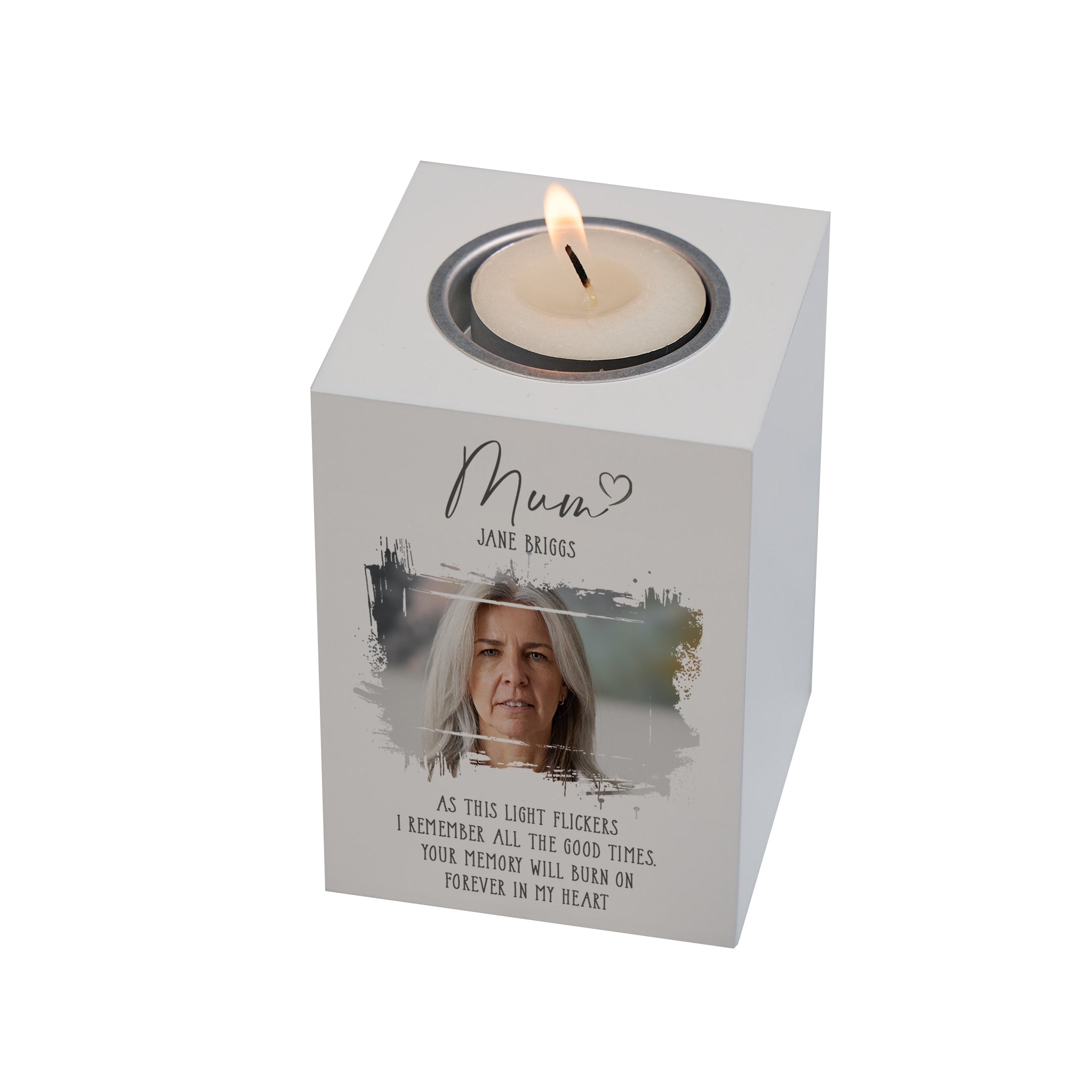 Memorial Mum Tea Light Holder Bereavement Sympathy Gift With Photo