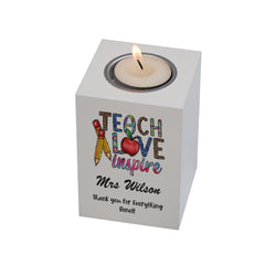 Personalised Teacher Gift Tea Light Candle Holder Love and Inspire