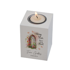 Personalised Remembrance Memorial Tea Light Candle Holder In My Thoughts