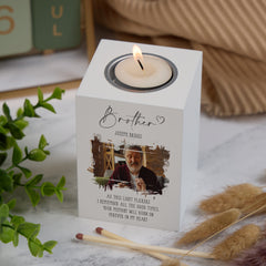 Memorial Brother Tea Light Holder Bereavement Sympathy Gift With Photo