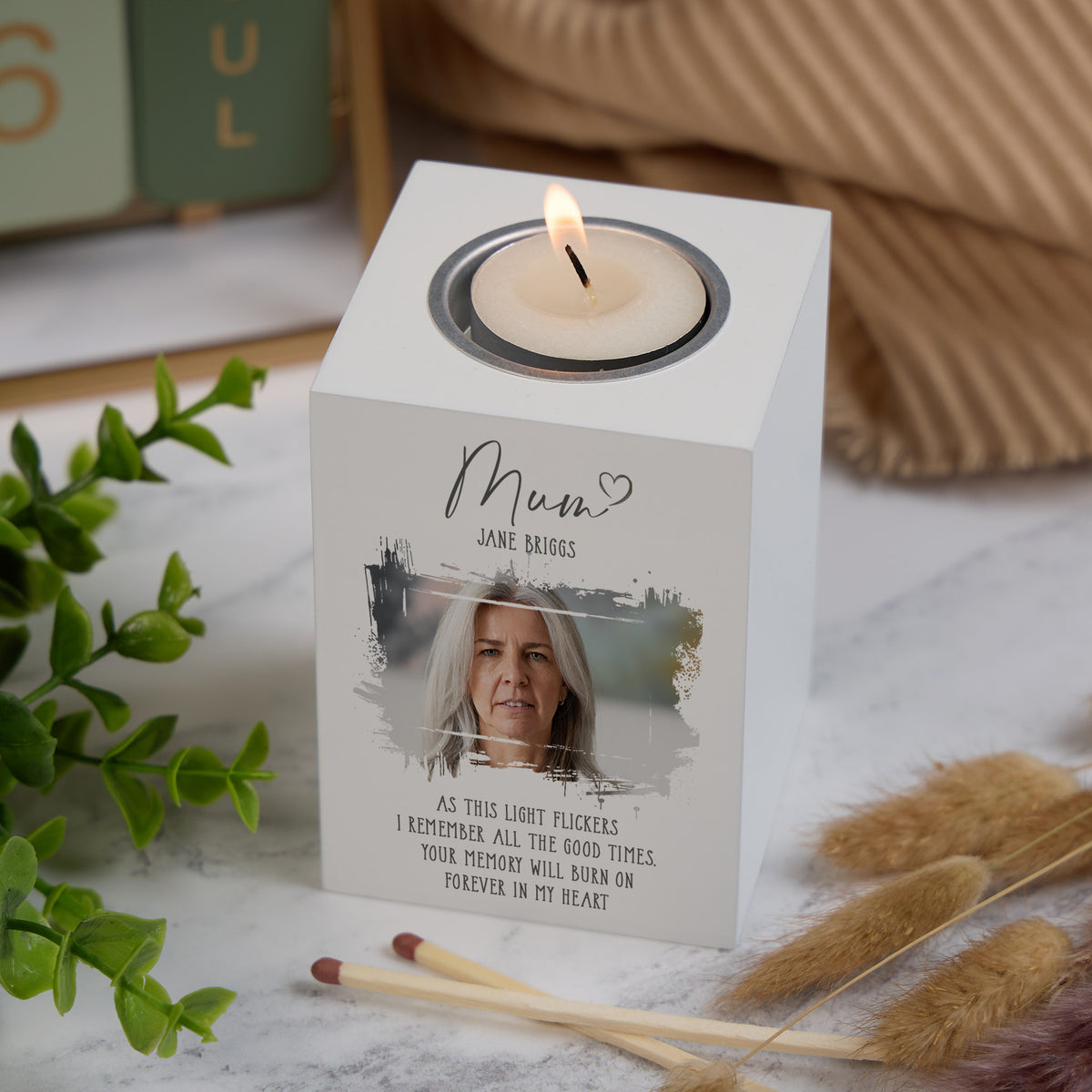 Memorial Mum Tea Light Holder Bereavement Sympathy Gift With Photo