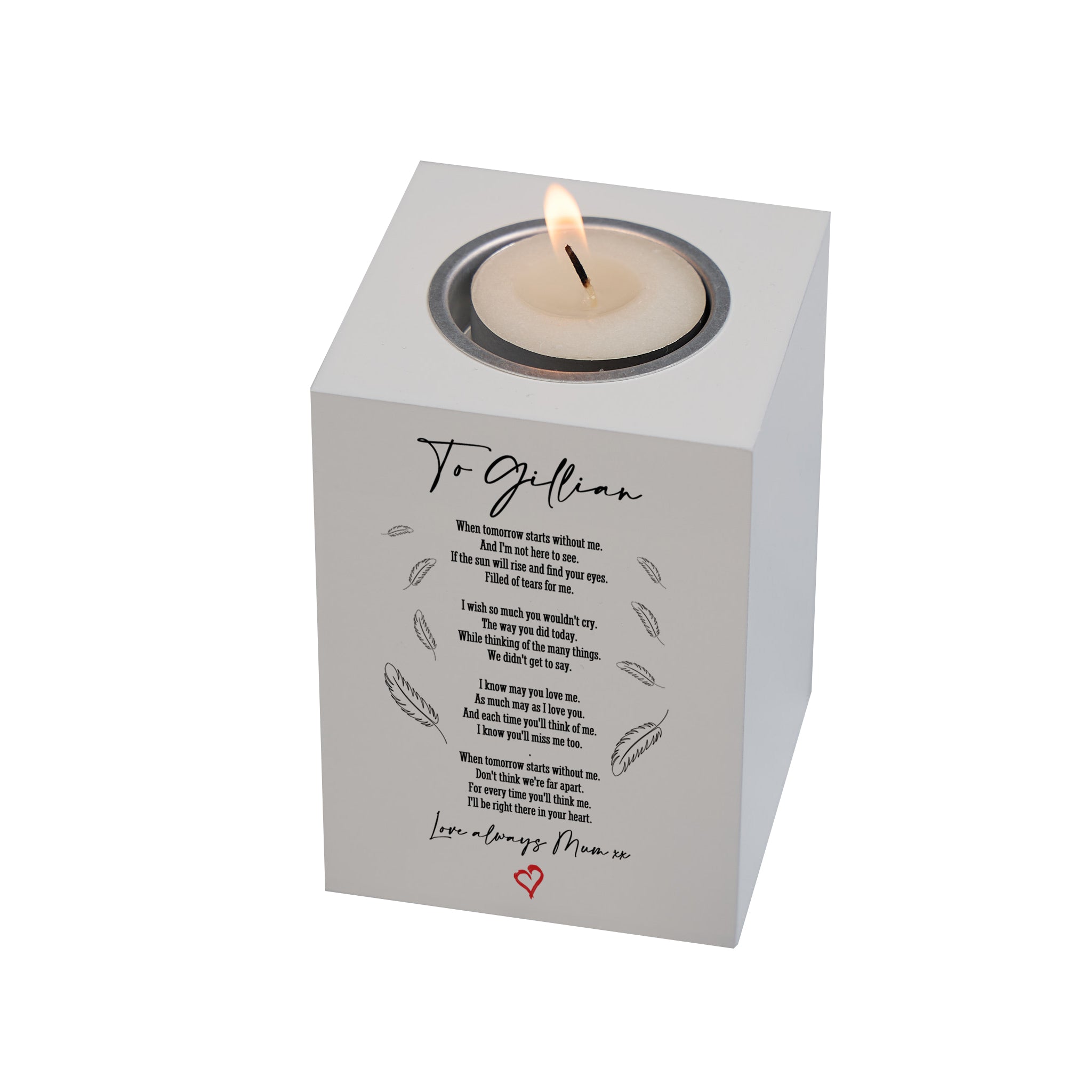 Personalised Memorial Wooden Tea Light Holder Sympathy Gift A Letter from Heaven