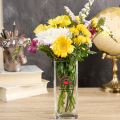 Personalised  Teacher Flower Vase Gift Apple and Rainbow