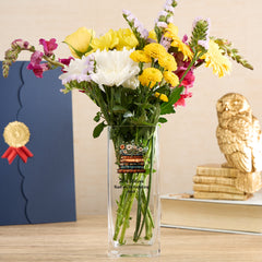 Personalised Teacher Flower Vase Gift With Floral Books
