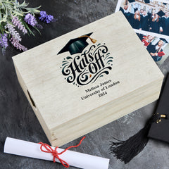 Personalised Large Graduation Keepsake Box Hats Off