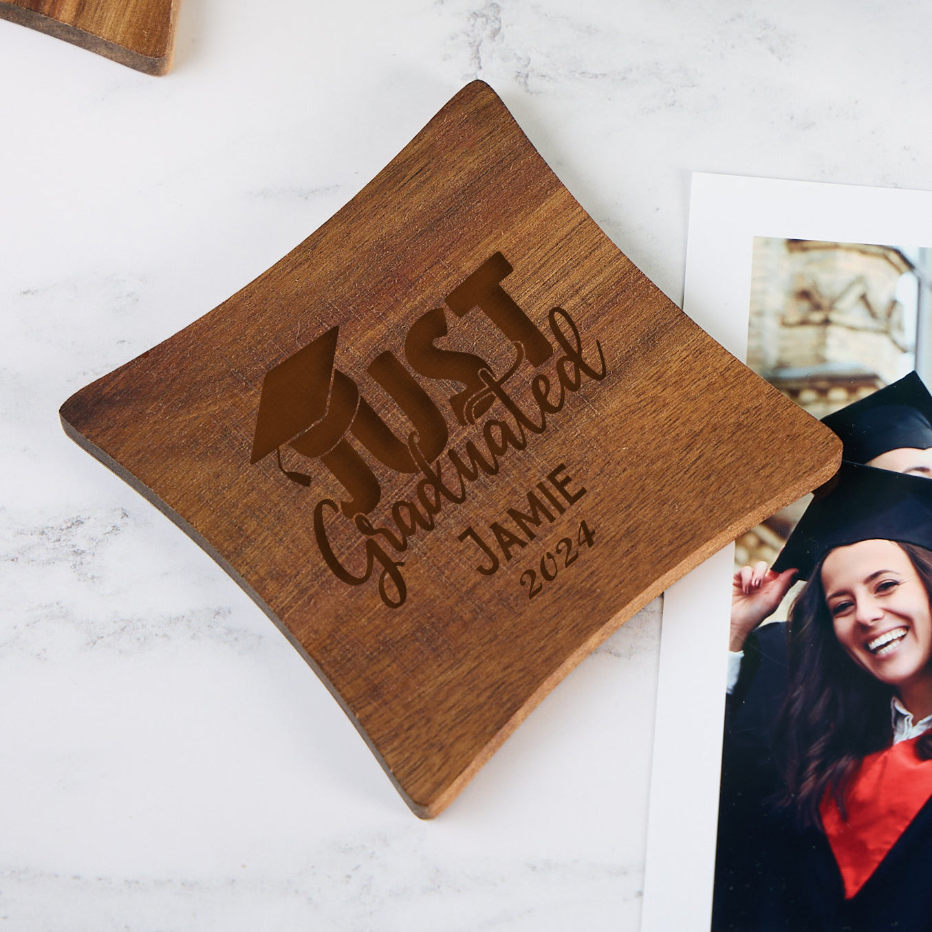 Personalised Graduation Gift Wooden Coasters With Sentiments