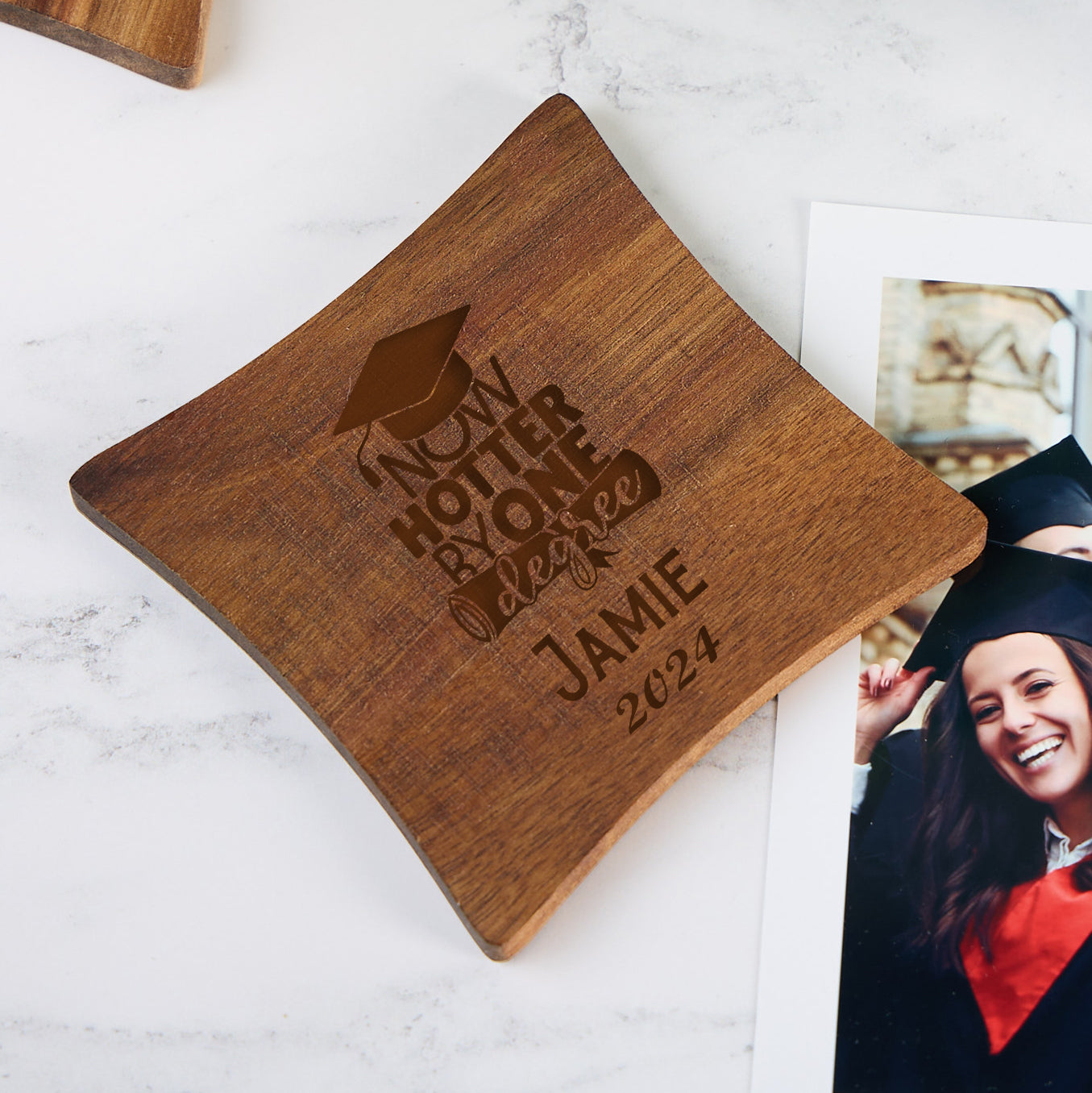 Personalised Graduation Gift Wooden Coasters With Sentiments