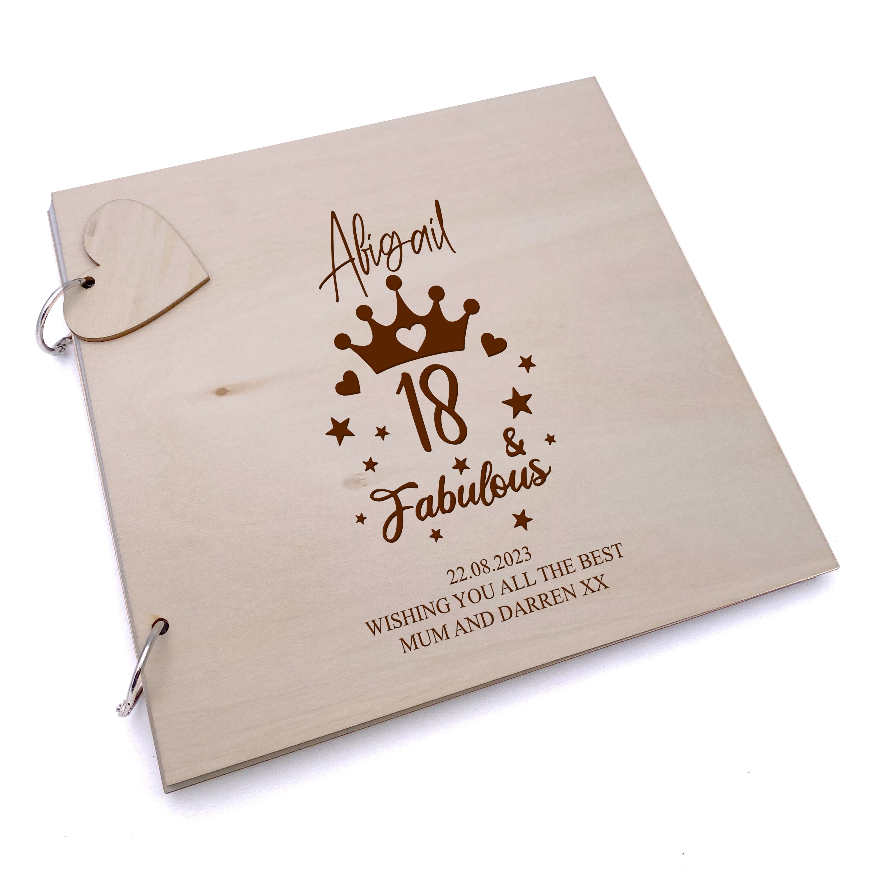 18th Birthday Fabulous Personalised Engraved Wooden Album Scrapbook