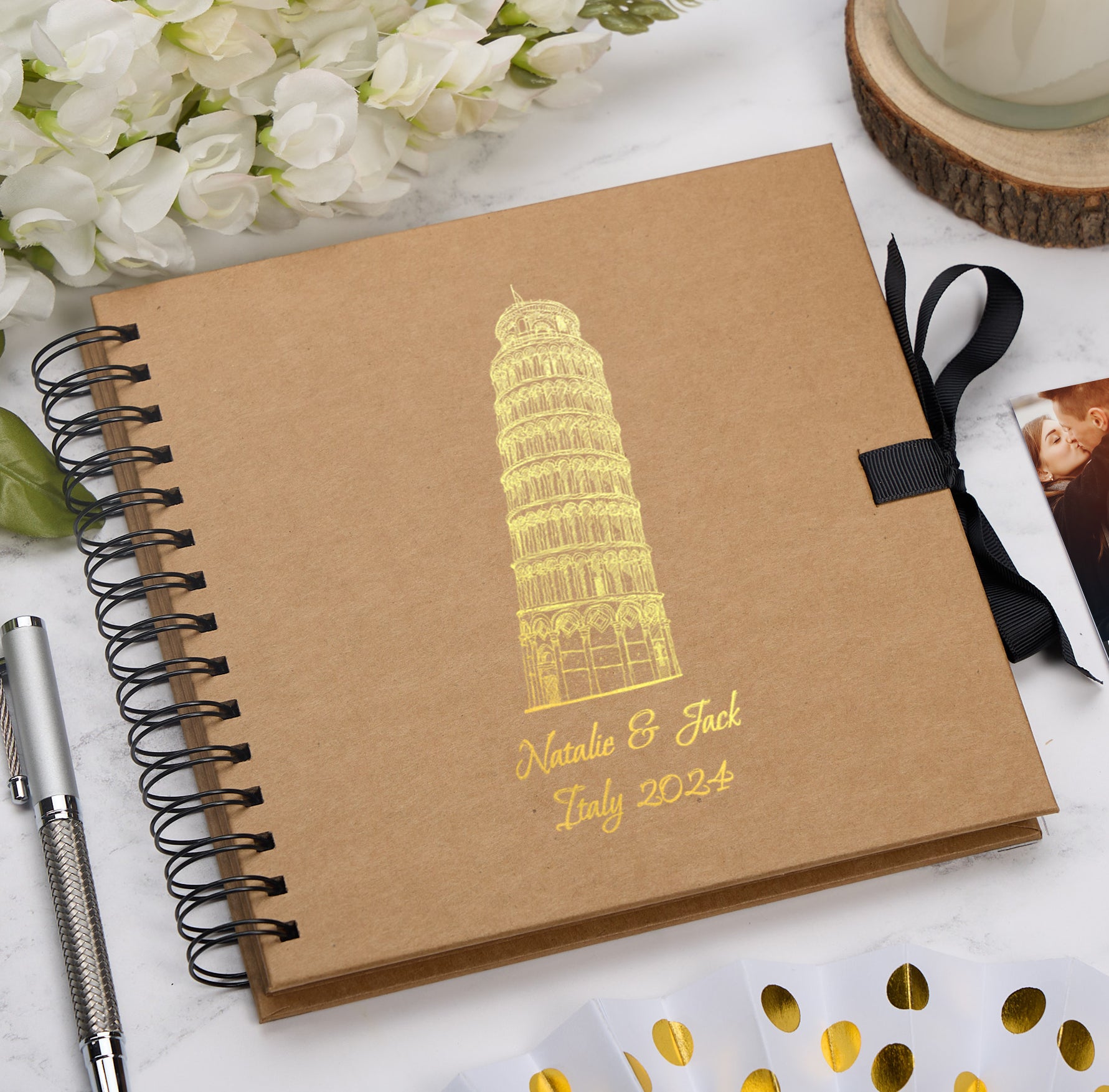 Personalised Travel Italy Pisa Keepsake Multiple Colour Scrapbook Photo Album Foil Print