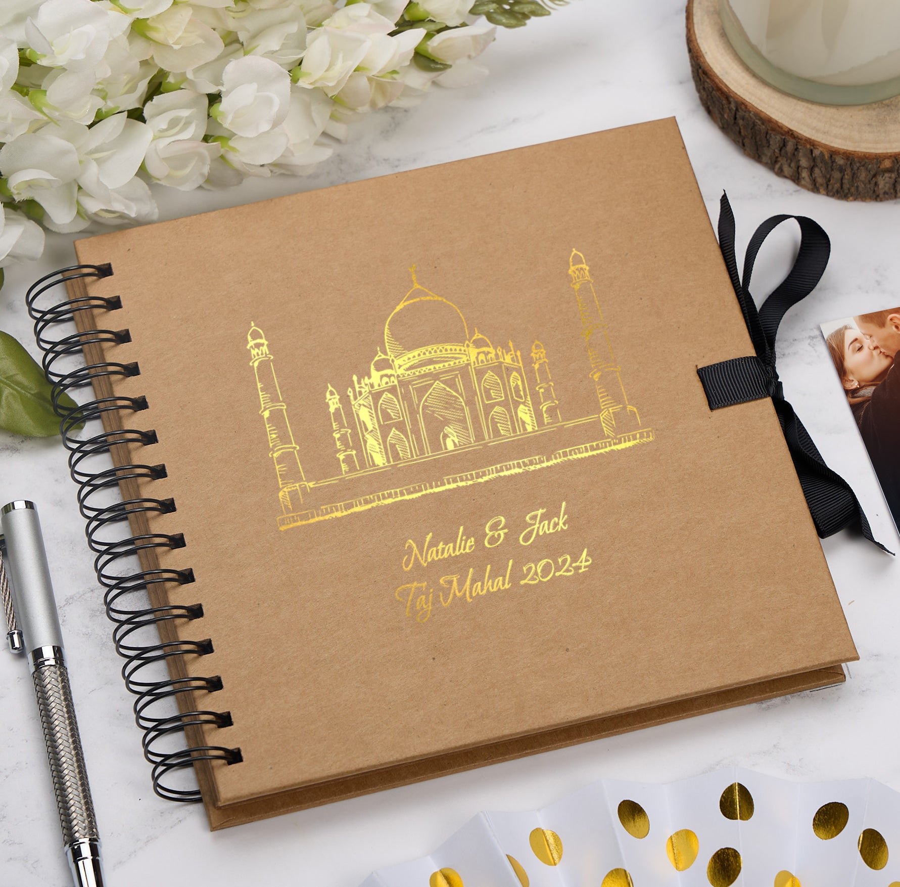 Personalised India Travel Taj Mahal, Photo Album or Scrapbook Multiple Colours