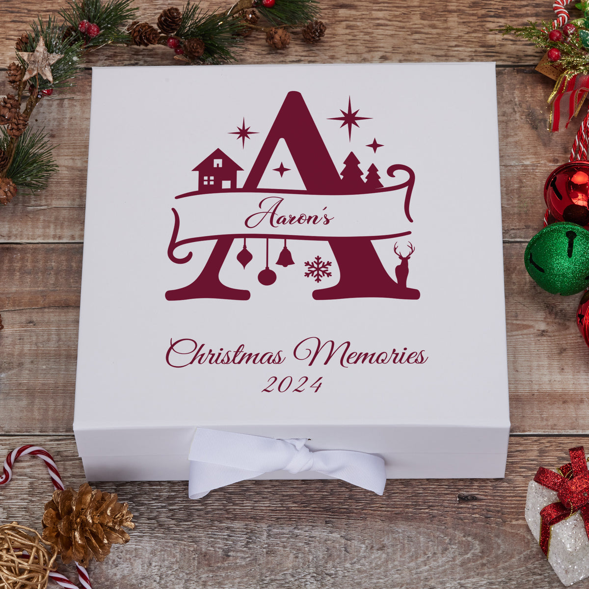 Personalised Christmas Monogram Family Baby Keepsake Memory Box