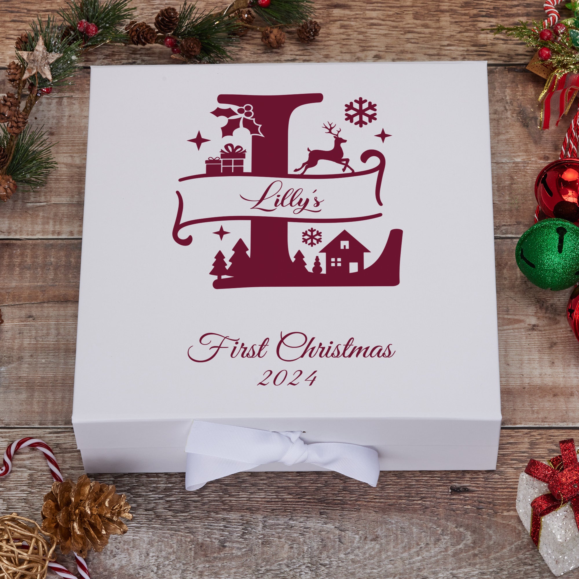 Personalised Christmas Monogram Family Baby Keepsake Memory Box