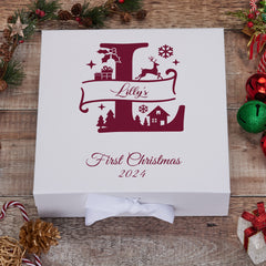 Personalised Christmas Monogram Family Baby Keepsake Memory Box