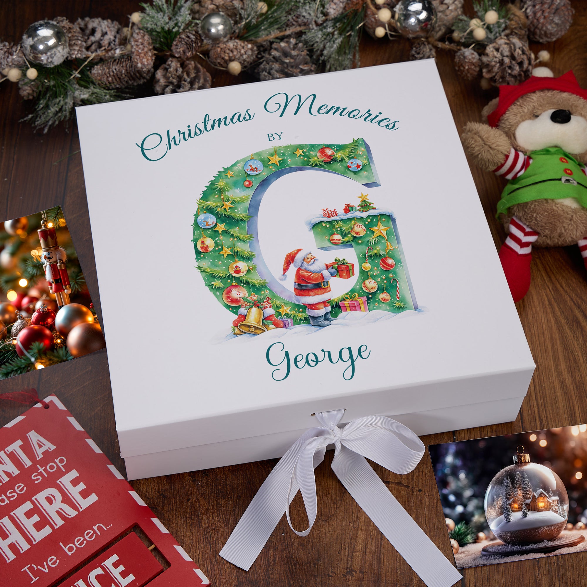 Personalised Christmas Family Baby Keepsake Memory Box With Santa's Letter