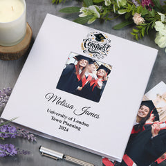 Personalised Graduation Photo Album Gift, Linen Cover, 28 x 27 cm, 120 6x4 Photos,