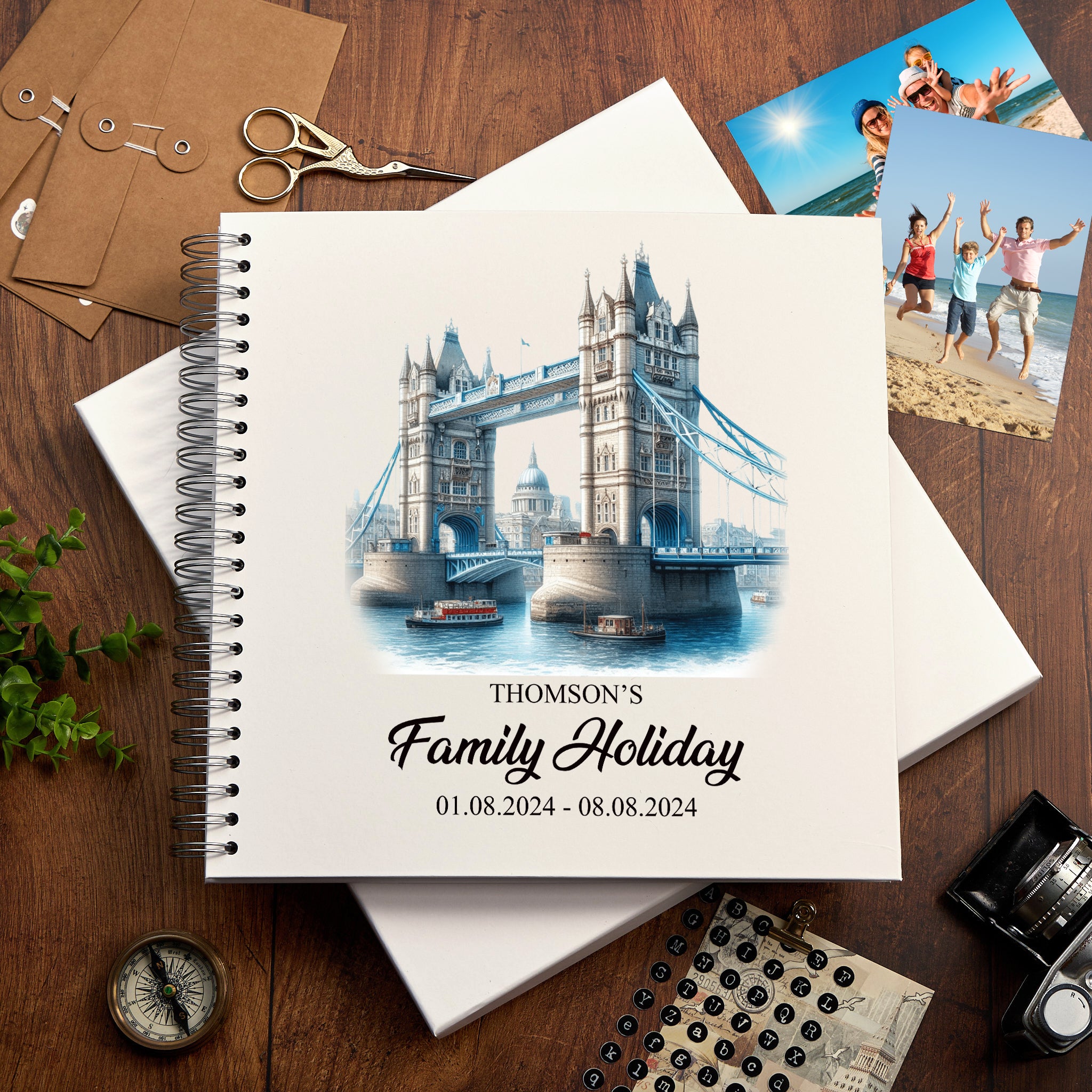 Personalised England, London Holiday Memory Scrapbook Journal Photo Albums