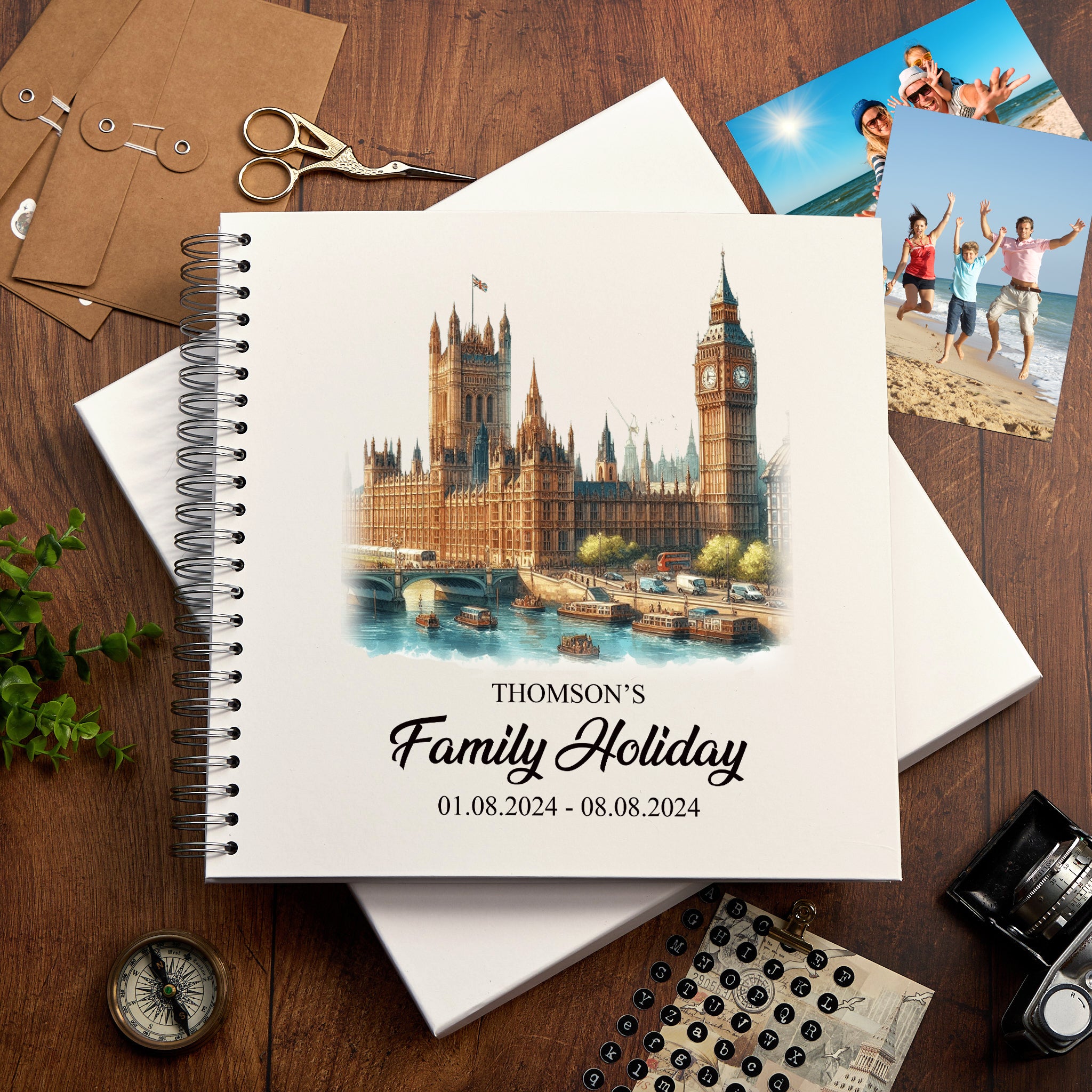 Personalised England, London Holiday Memory Scrapbook Journal Photo Albums