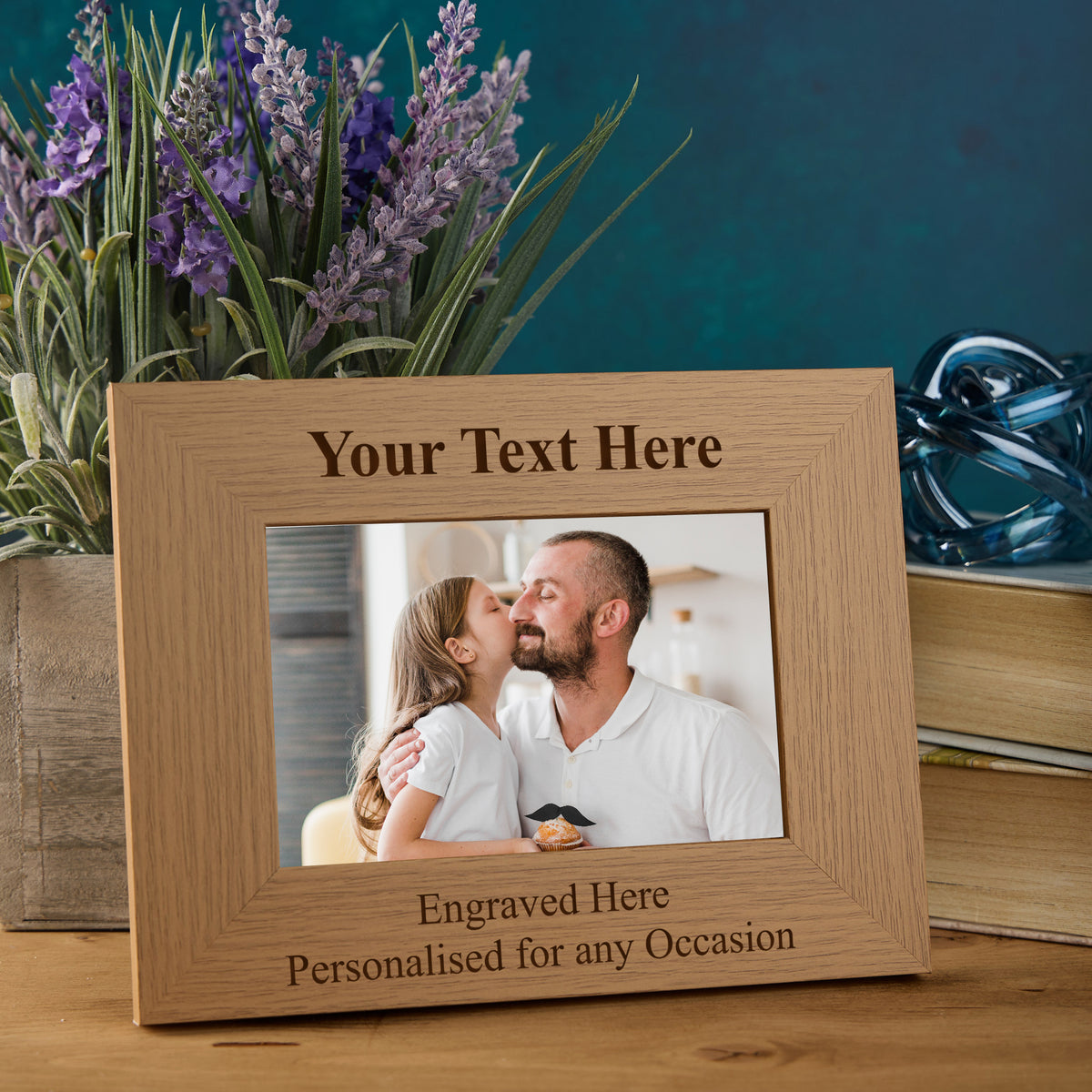 Personalised Wooden Photo Frames Custom Engraved Any Message Multiple Sizes Bold Text