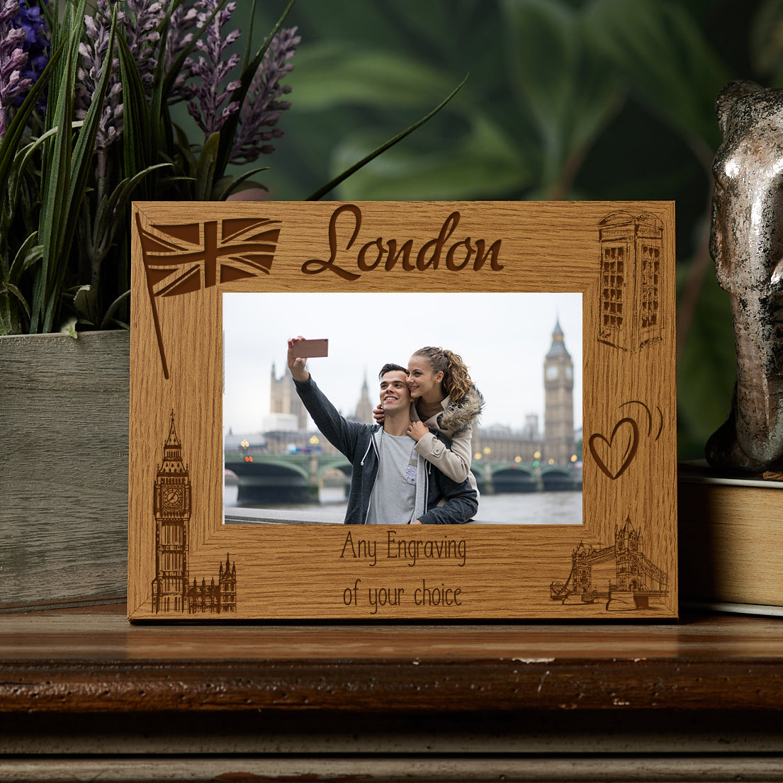 Personalised London Holiday Memory Photo Frame Engraved