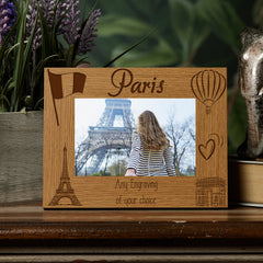 Personalised Paris Holiday Memory Photo Frame Engraved