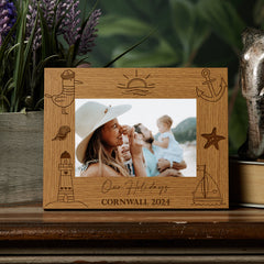 Personalised Seaside Holiday Photo Frame Engraved Nautical Theme