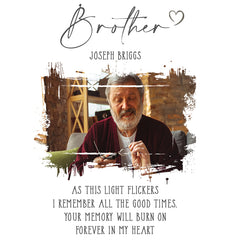 Memorial Brother Tea Light Holder Bereavement Sympathy Gift With Photo