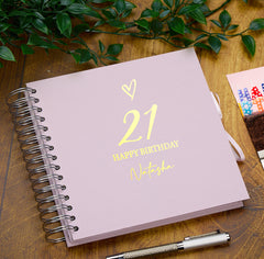 Personalised Love Heart Any age Birthday Multiple Colour Scrapbook, Guest Book or Photo Album Gift 16th, 18th, 21st, 30th, 40th, 50th, 60th, 70th, 80th