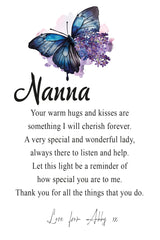 Personalised Nanna Gift Beautiful Night Lamp With Wood Base and Sentiment