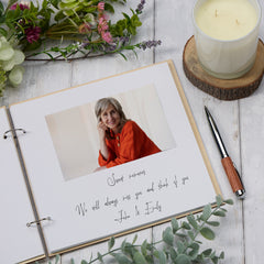 Personalised Wooden Funeral Condolence Memory Book With Photo