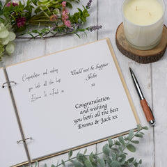 Wedding guest book personalised wooden laser engraved guestbook with rustic style | Wildflowers | keepsake