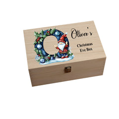 Personalised Large Brown Christmas Eve Box With Gnome Lettering