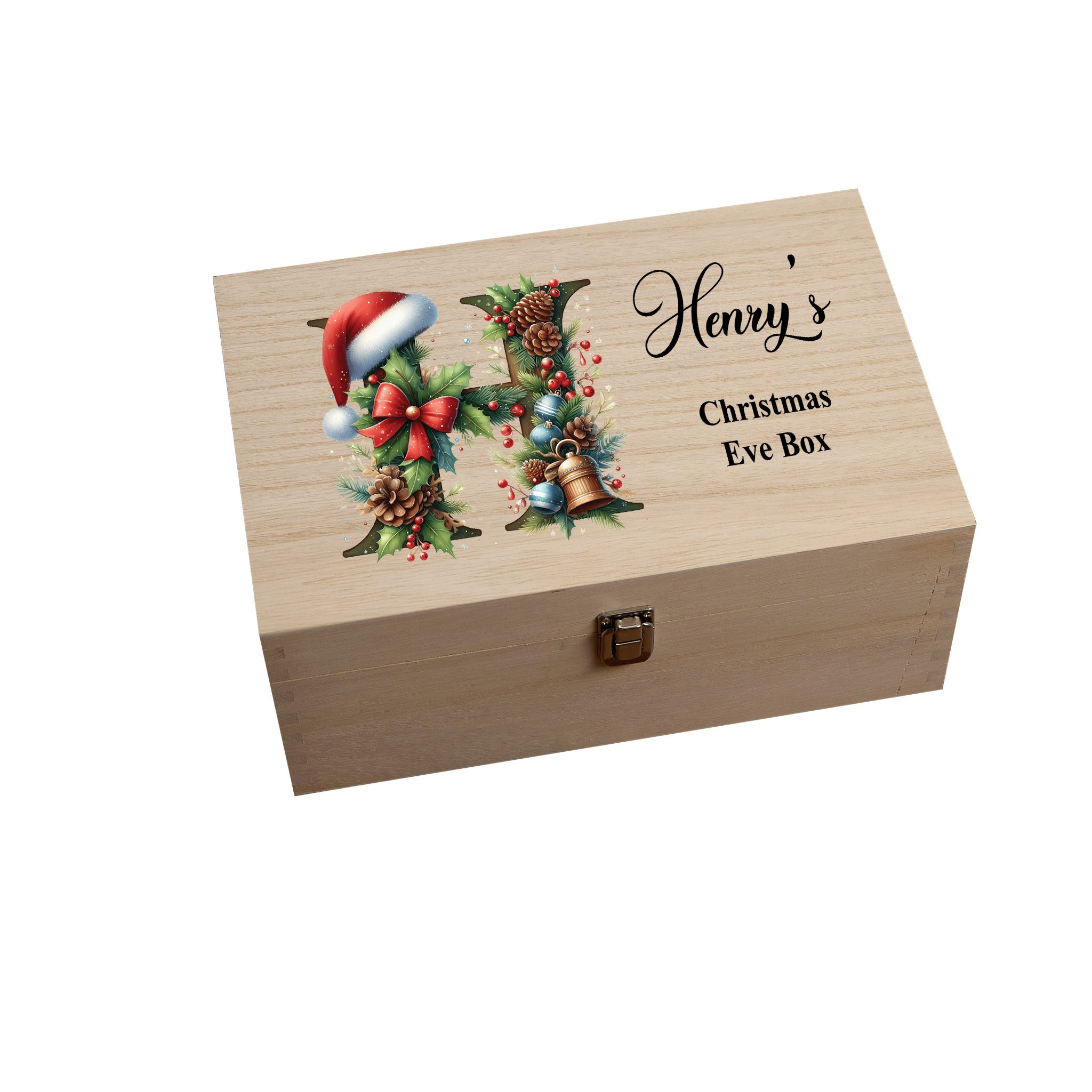 Personalised Large Brown Christmas Eve Box With Decorative Lettering