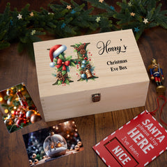 Personalised Large Brown Christmas Eve Box With Decorative Lettering