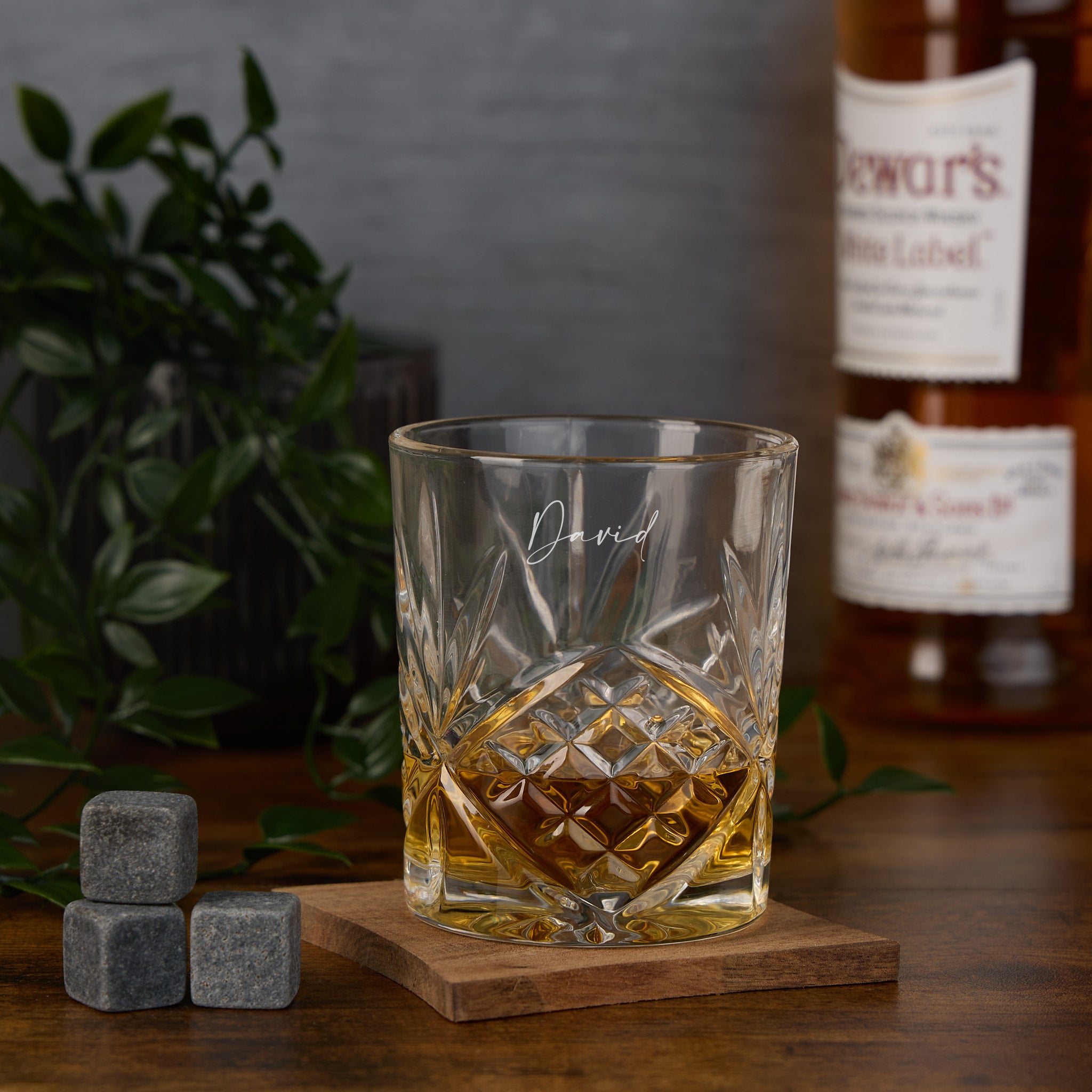 Personalised Whisky Set Stones & Tumbler Glass Engraved Any Sentiment