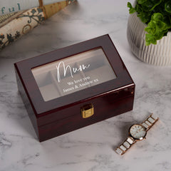 Personalised 3 Watches Wood And Glass Watch Box Gift For Him Or Her