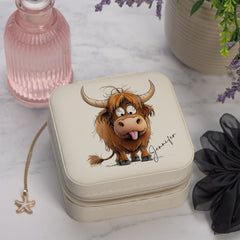 Personalised Kids Jewellery Box Gift With a Highland Cow