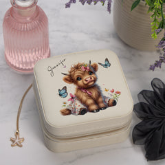 Personalised Kids Jewellery Box Gift With a Cute Highland Cow