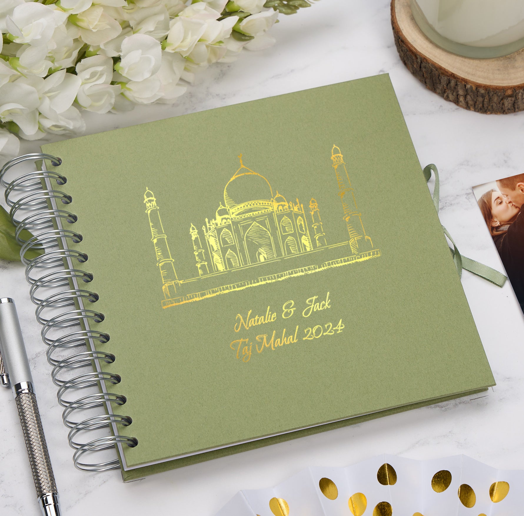 Personalised India Travel Taj Mahal, Photo Album or Scrapbook Multiple Colours