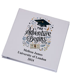 Personalised Graduation Photo Album With Linen Cover Adventure Begins Design