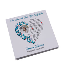 Personalised Large Linen Photo Funeral Condolence Memorial Butterfly Heart Album