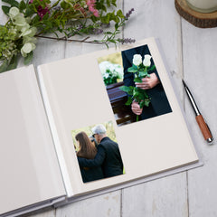 Personalised Male Grey Funeral Condolence Memorial Linen Album With Photo