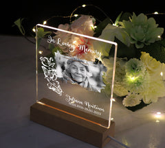 Personalised Photo Memorial Lamp Night Light Condolence Sympathy Gift Butterflies