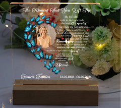 Personalised Photo Memorial Lamp Night Light Condolence Sympathy Gift Heart Butterfly