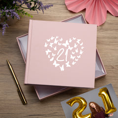 21st Birthday Pink Photo Album Gift With Butterflies 50 x 6" x 4" Photos