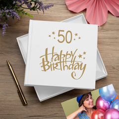 50th Birthday White Photo Album Gift For Him Or Her 50 x 6x4 Photos