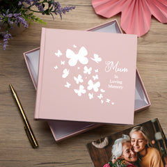 Mum In Loving Memory Pink Butterfly Photo Album For 50 x 6 by 4 Photos